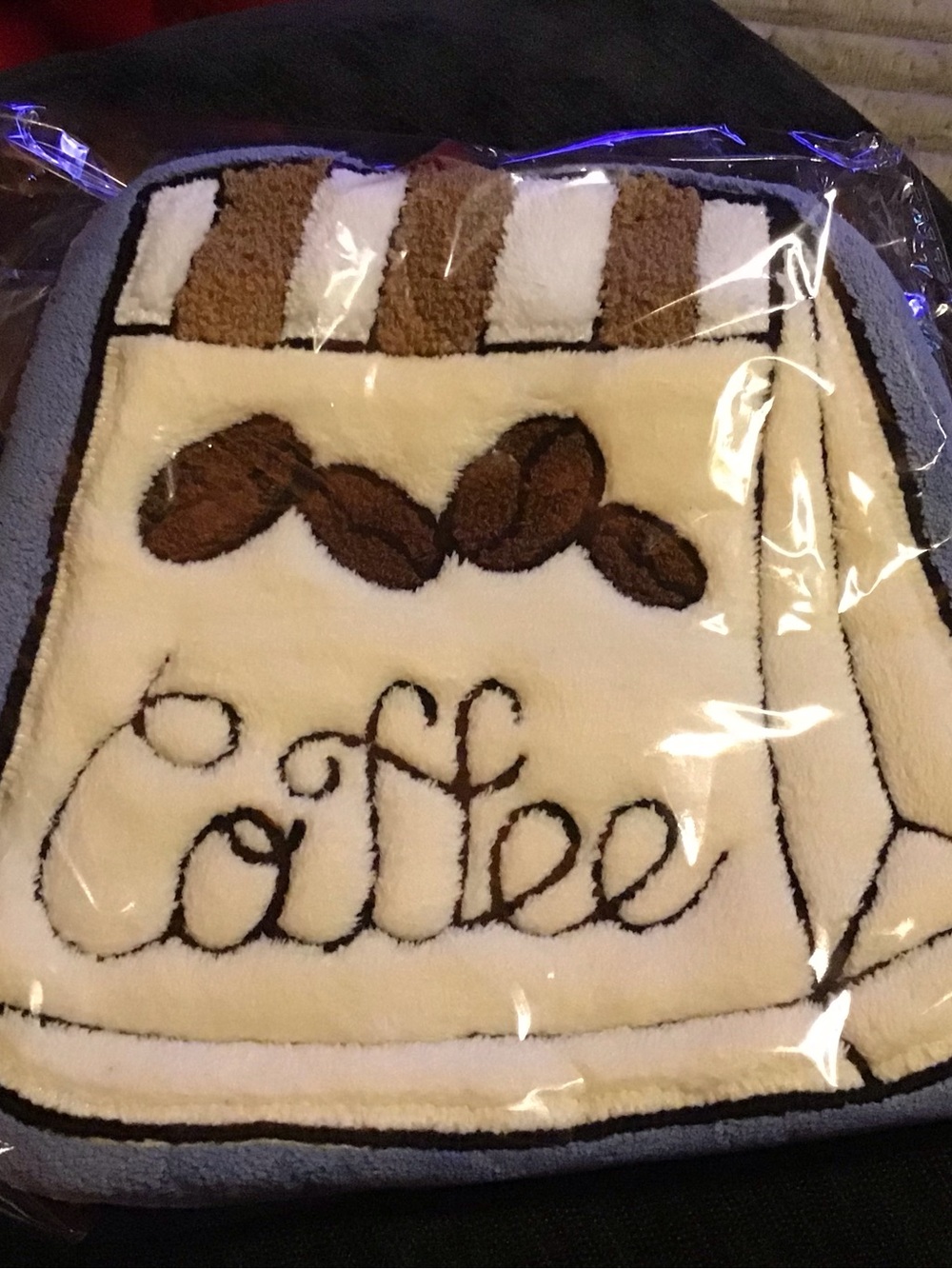 Coffee-Themed Plush hand towel - Cream & Brown
